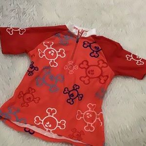 Sugoi kids cycling red skull jersey